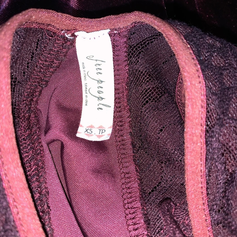 Free People Intimately Nightshade Velvet & Lace Halter Dress In Deep Cherry-NWT! - Picture 9 of 16